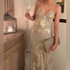 ❌SOLD - Elegant Gold and Grey Slip Dress